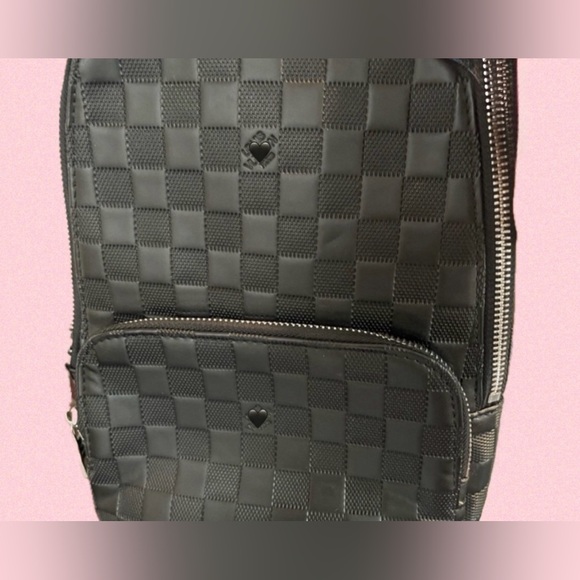 Elegant Checkered Black Men's Backpack